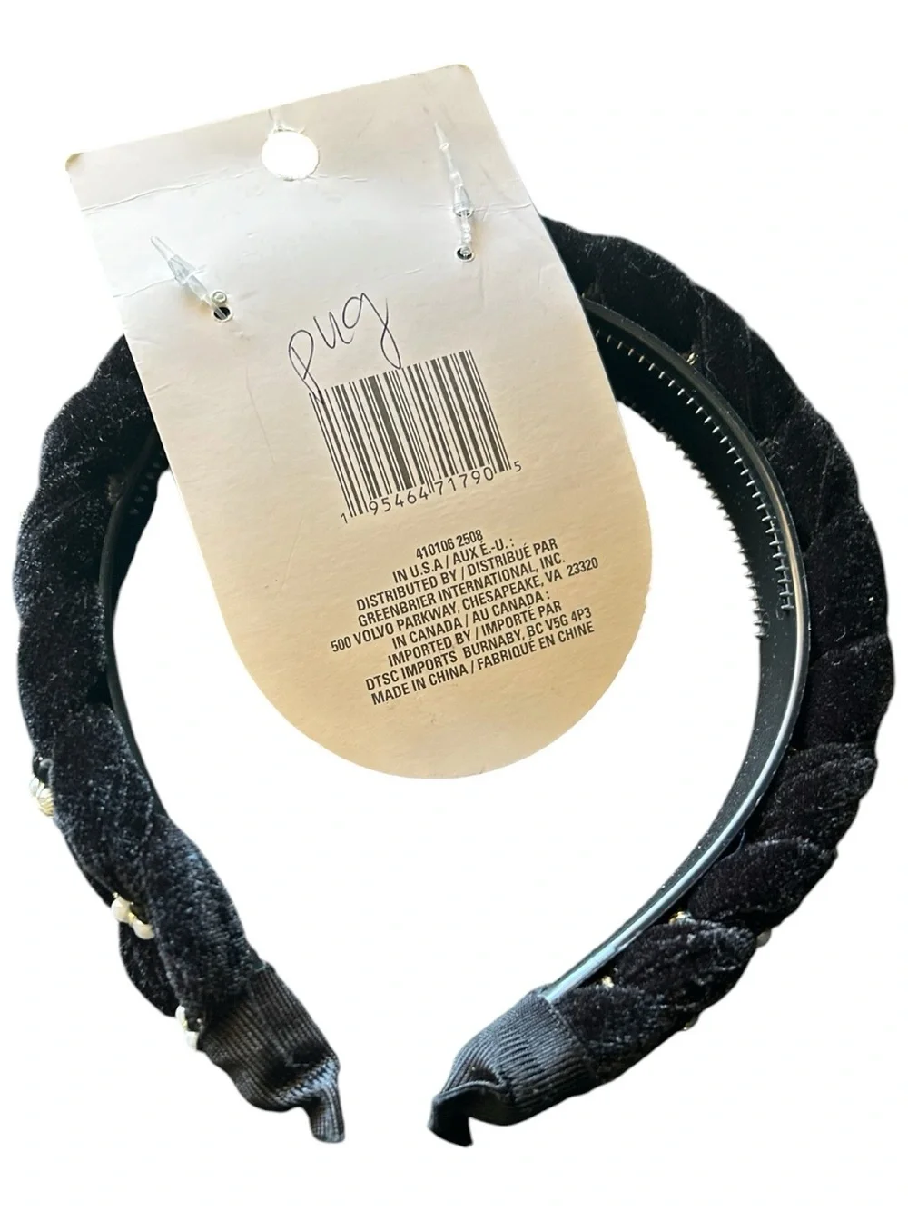 4/$20 Black Velvet Braided Headband - Fashion